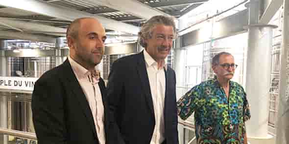 Frédéric Saccoman, nouveau directeur de la cave Héraclès, Gérard Bertrand et Jean-Fred Coste, président de la cave.