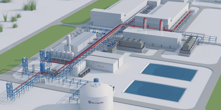 Développé par Air Liquide, l'électrolyseur Normand'Hy de 200 MW doit voir le jour dans la zone industrielle de Port Jérôme. C'est le seul grand projet tricolore entériné.