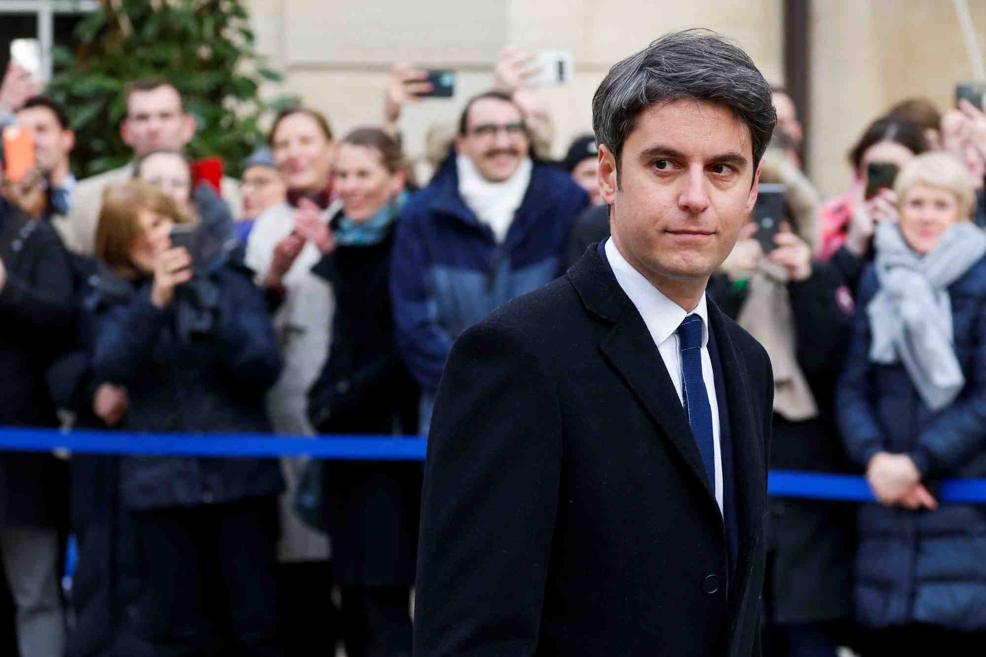 Le nouveau premier ministre gabriel attal lors de la ceremonie de passation de pouvoirs