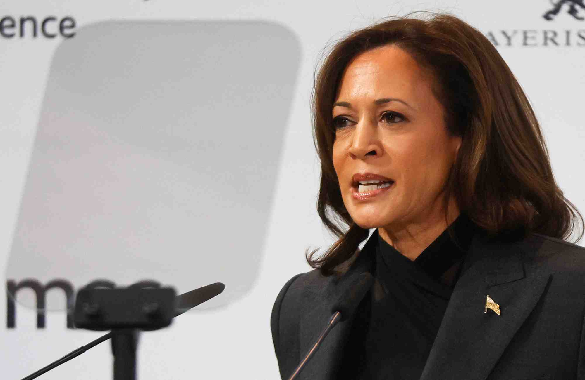 La vice-presidente americaine kamala harris lors de la conference de munich sur la securite (msc) a munich