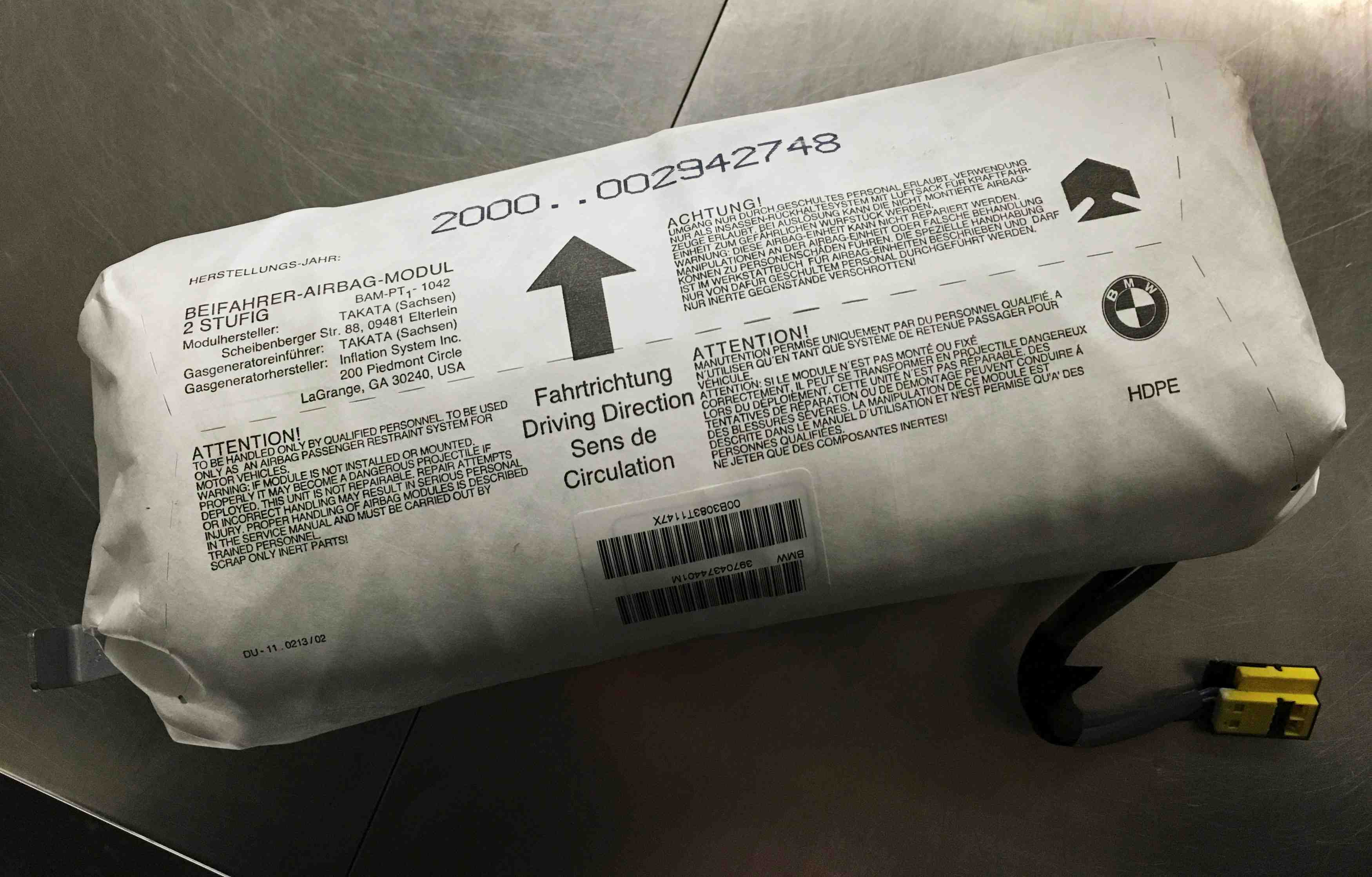 Les usa ordonnent encore un rappel d'airbags takata