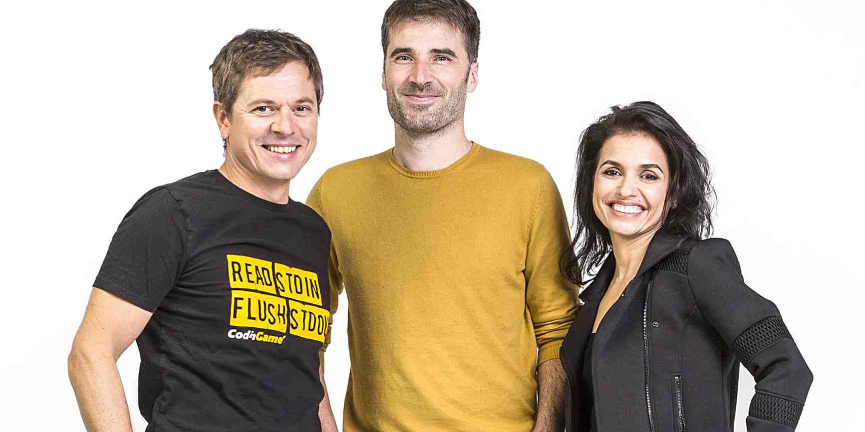 Frédéric Desmoulins (CEO), Nicolas Antoniazzi (CTO) et Aude Barral (CMO), les cofondateurs de CodinGame