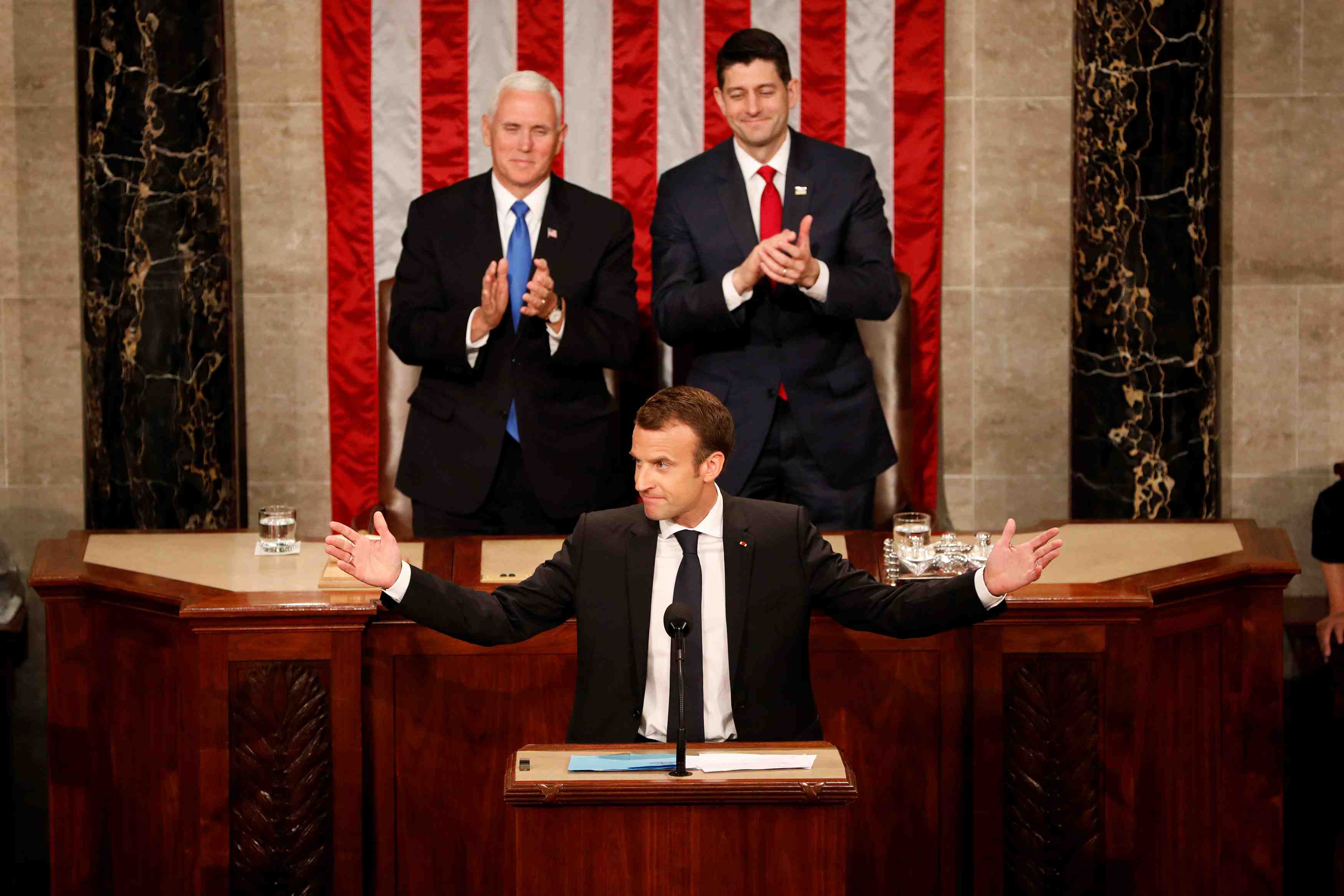 Devant le congres, macron appelle trump a preserver le multilateralisme