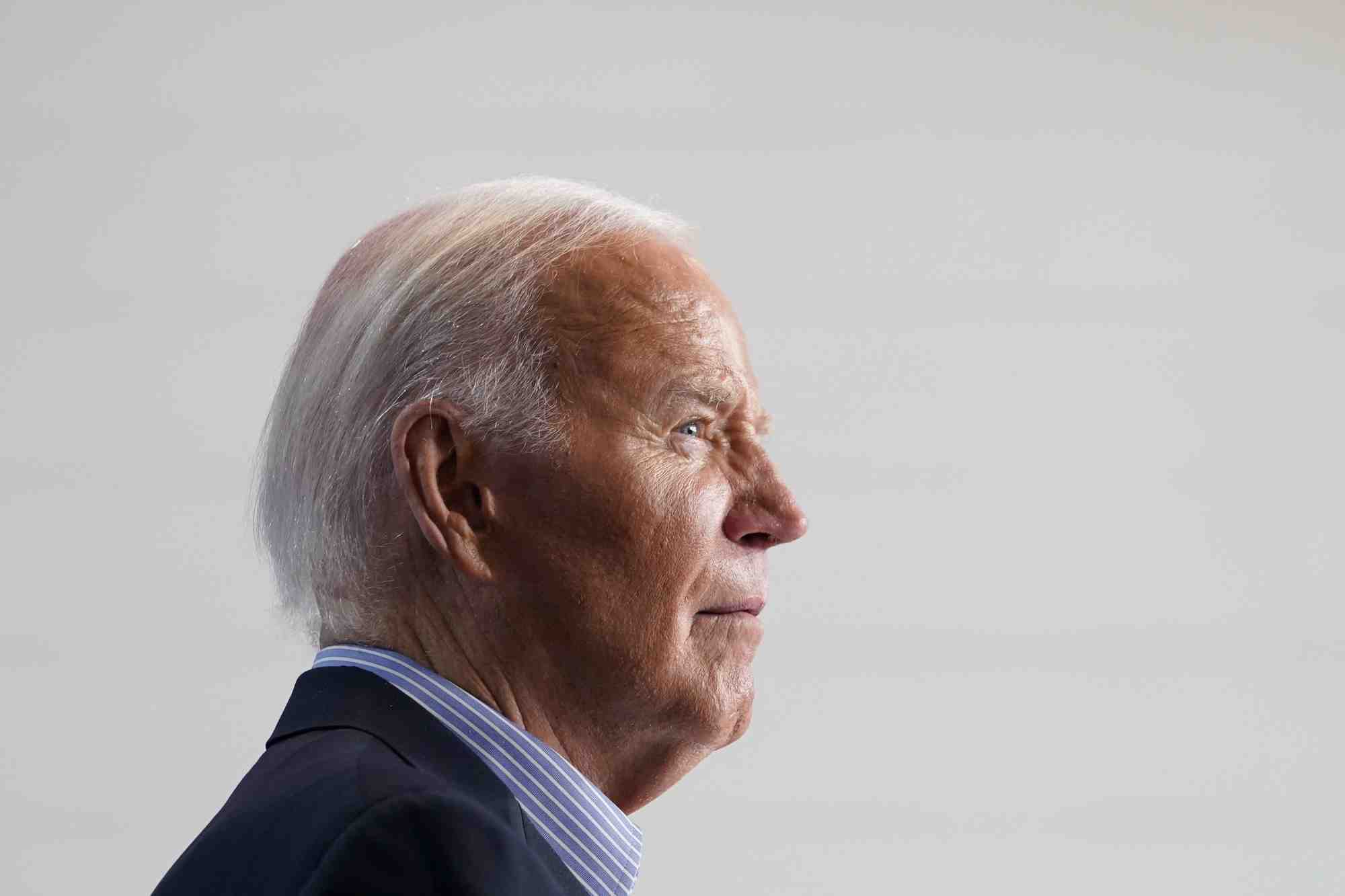 Le president americain joe biden lors d'un evenement de campagne dans le wisconsin