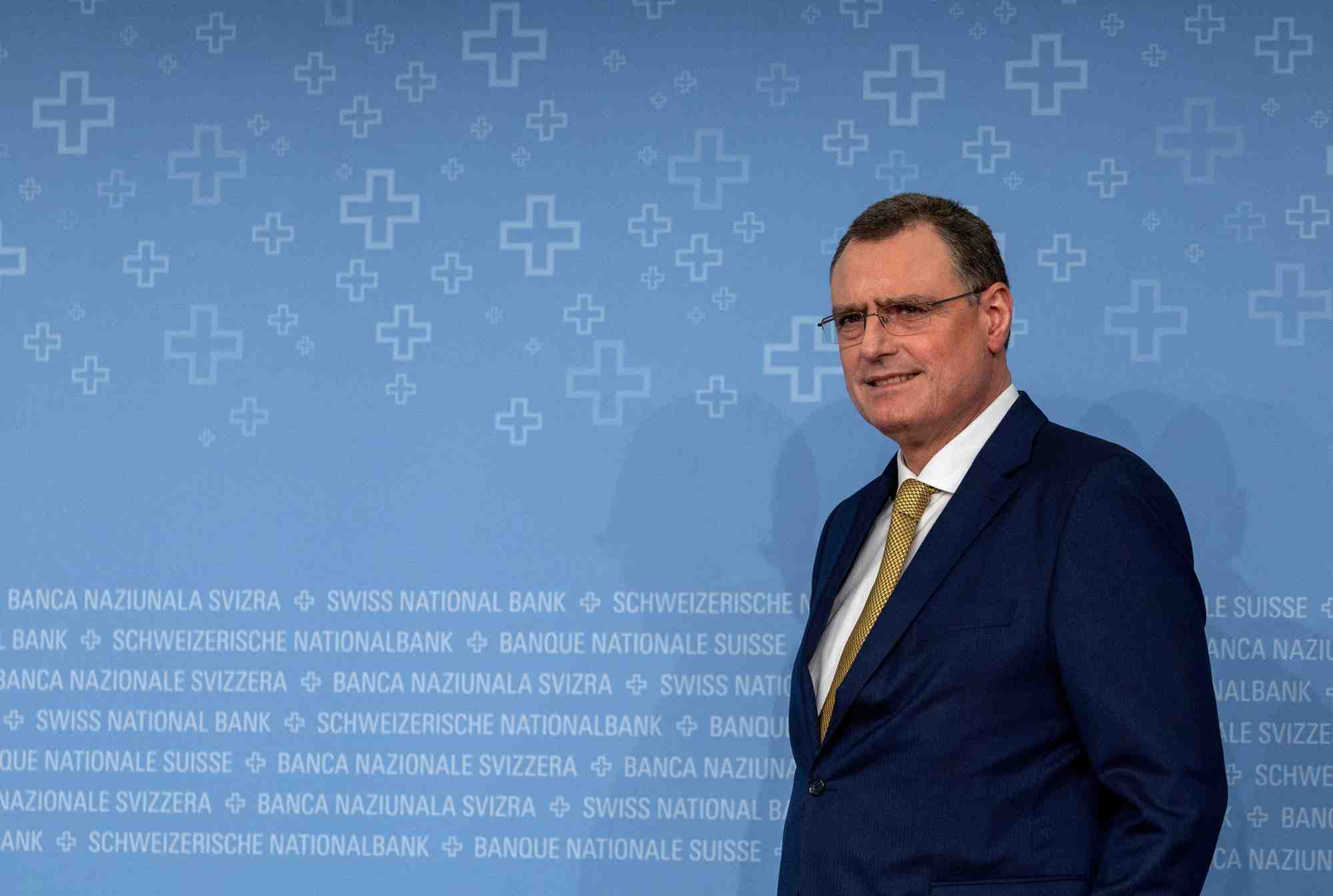 Le president de la banque nationale suisse (bns), thomas jordan, assiste a une conference de presse a berne