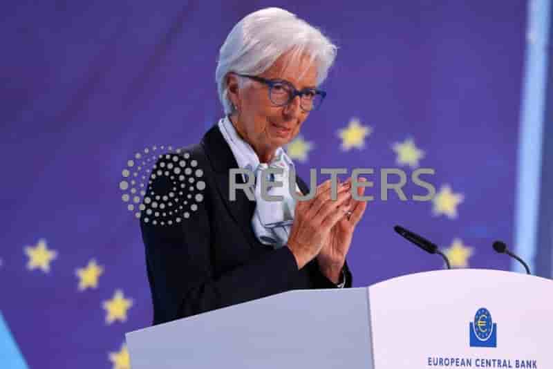 Lagarde, presidente de la bce, s'exprime a l'issue de la reunion de politique monetaire du conseil des gouverneurs, a francfort