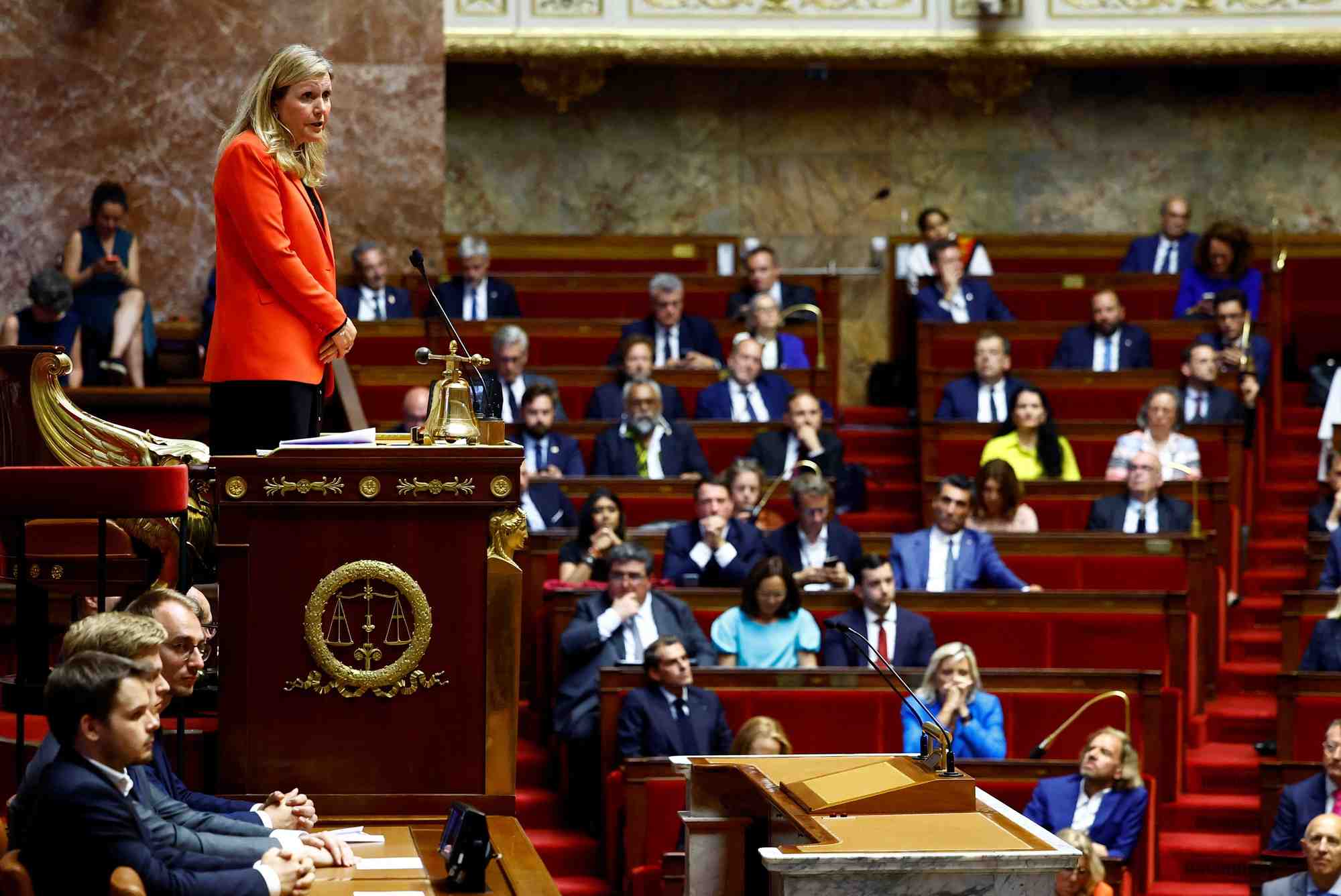 Yael braun-pivet, lors de son discours apres avoir ete elue presidente de l'assemblee nationale