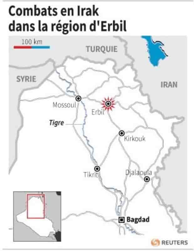 Combats signalés en Irak non loin d'Erbil, capitale du Kurdistan