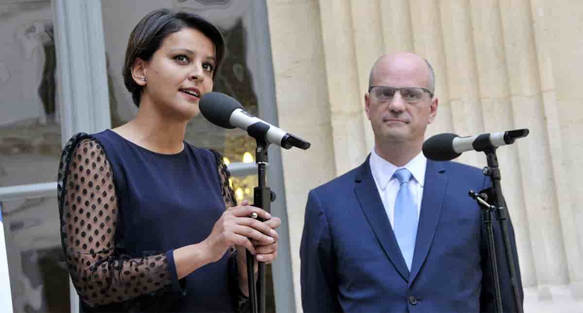 Les anciens ministres de l'Education, Najat Vallaud-Belkacem et Jean-Philippe Blanquer.