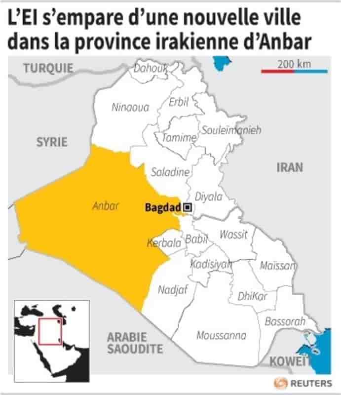 L'EI prend une ville de l'ouest de l'Irak, 19 policiers tués