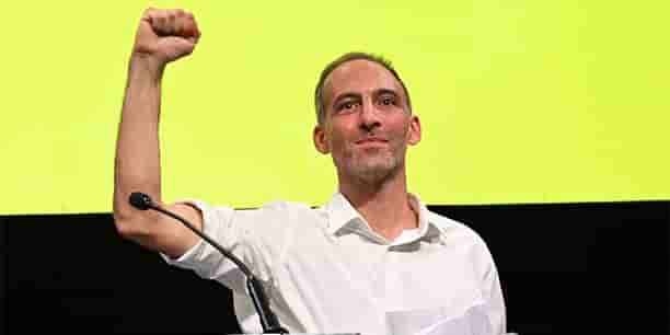 Raphaël Glucksmann
au meeting
du parti Place publique pour les européennes, le 8 octobre
à Paris.
