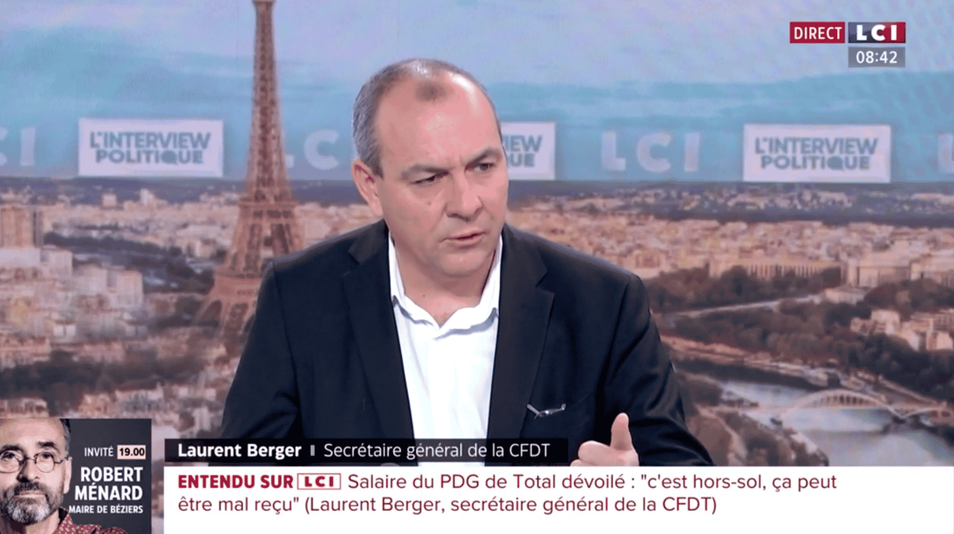 Laurent Berger, CFDT, LCI, Adrien Gindre, ITW politique