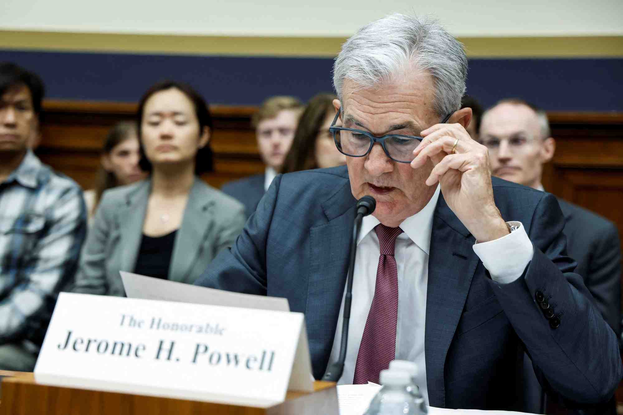 Le president de la fed, jerome powell, temoigne devant la commission des services financiers de la chambre des representants a washington.