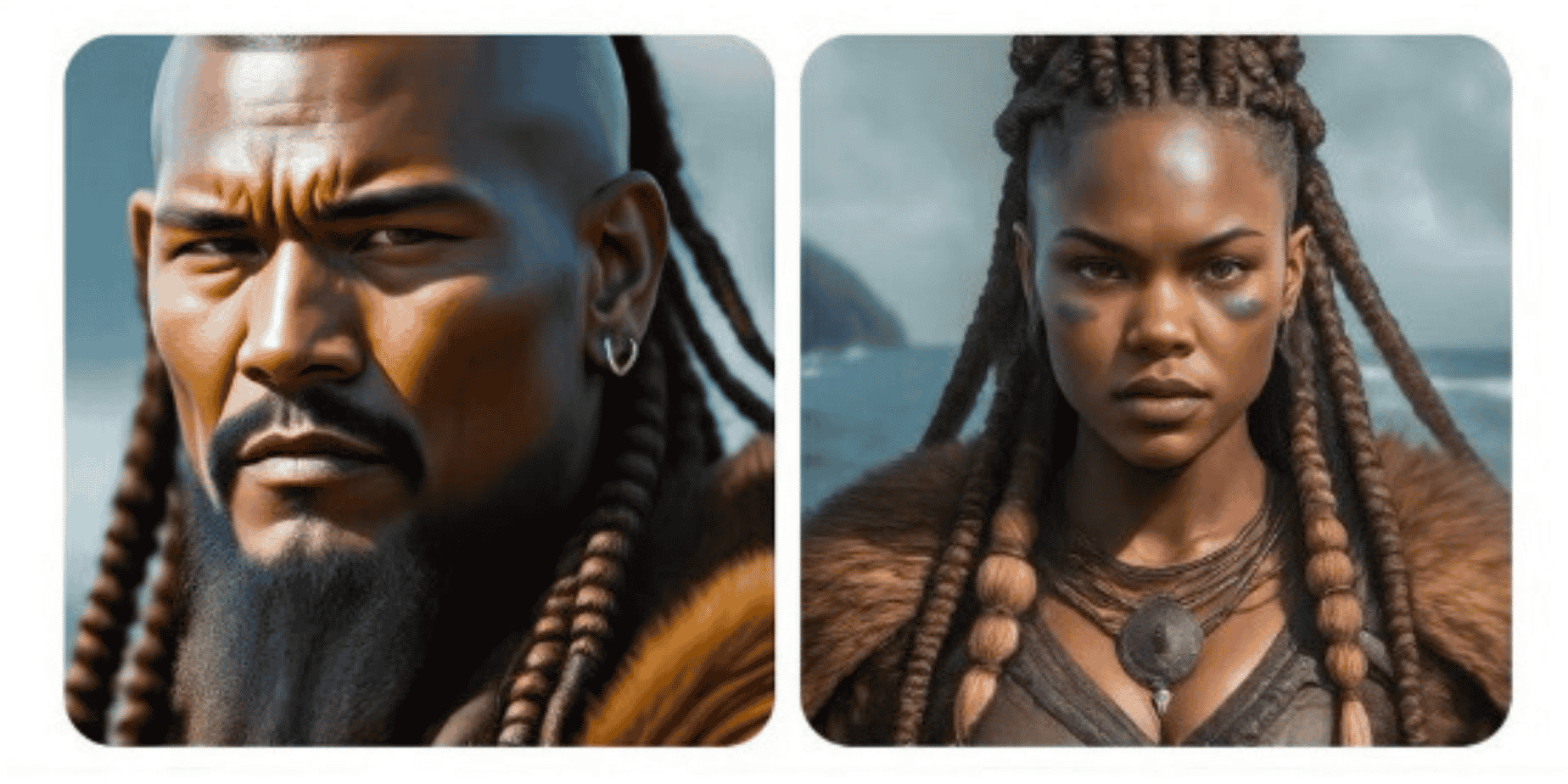 Deux images de Vikings générées par Gemini, l'intelligence artificielle générative de Google.