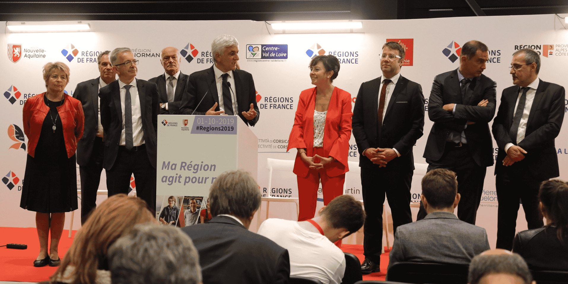 Hervé Morin, président de l'ARF, aux côtés de Carole Delga, présidente de la Région Occitanie, lors de la clôture de cette édition 2019