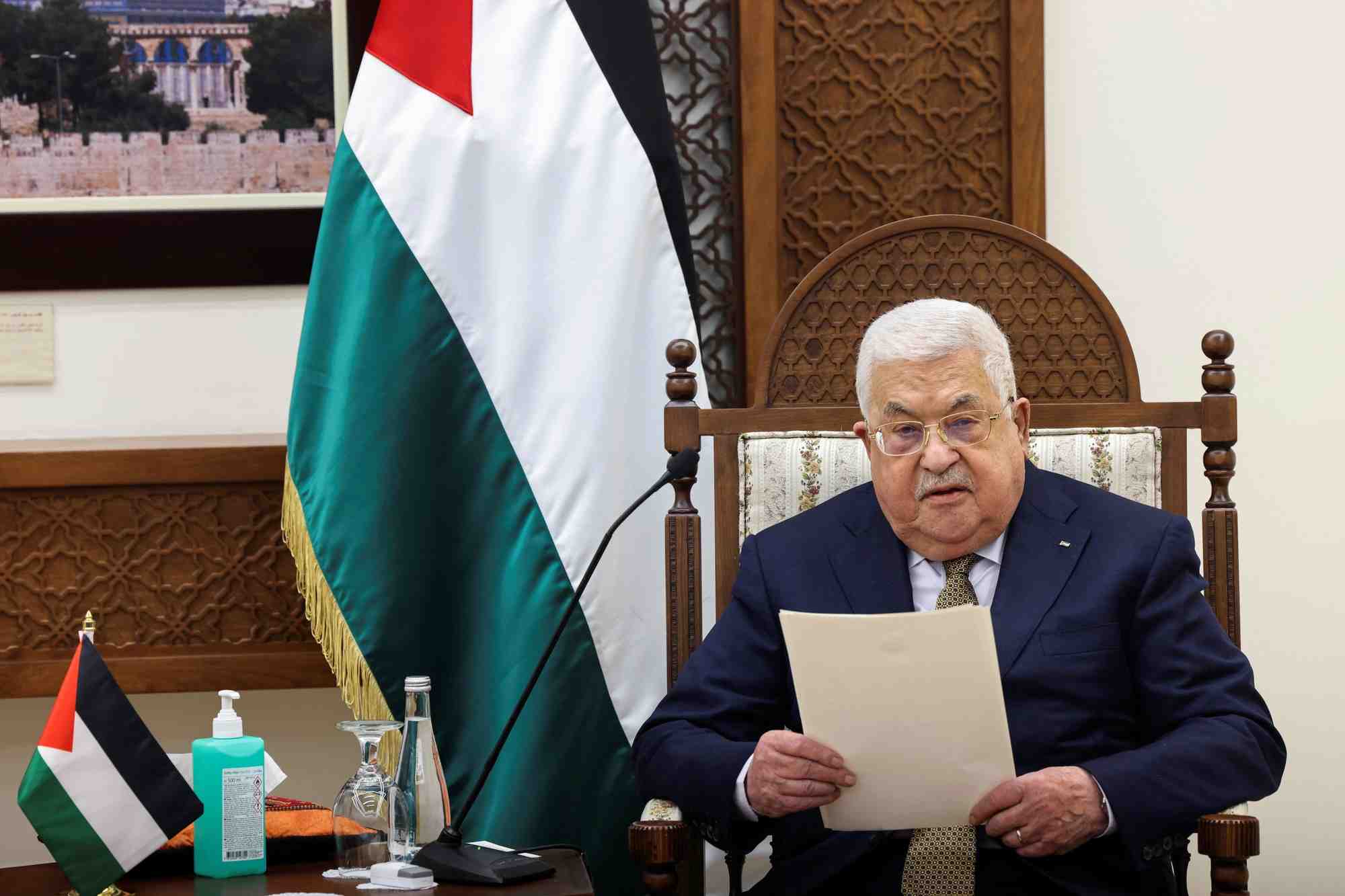 Le dirigeant palestinien mahmoud abbas lors d'une reunion a ramallah