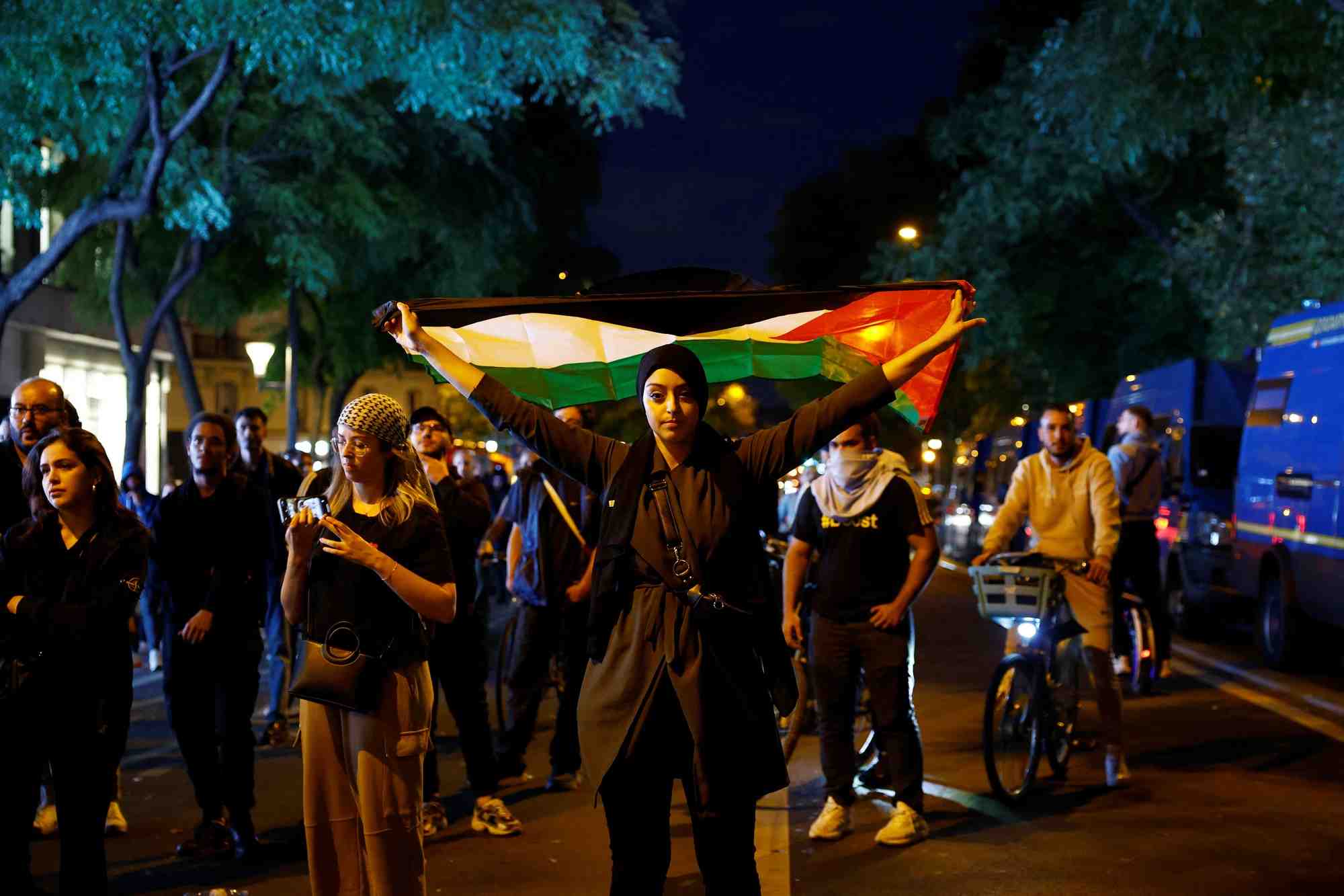 Une manifestation en faveur des palestiniens a paris, en france