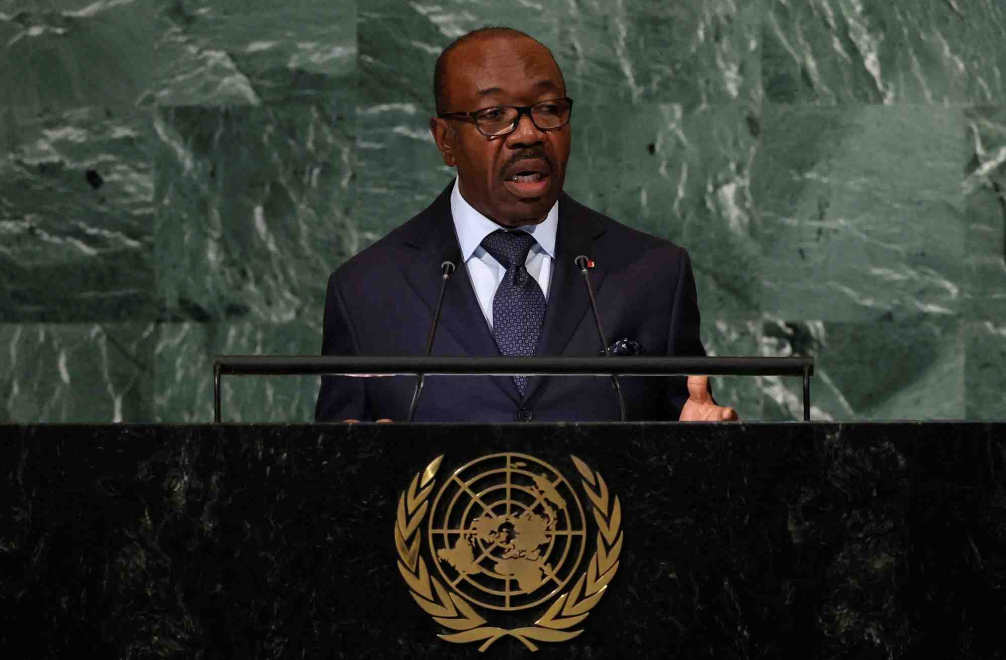 Le president du gabon, ali bongo ondimba, lors de l'assemblee generale des nations unies