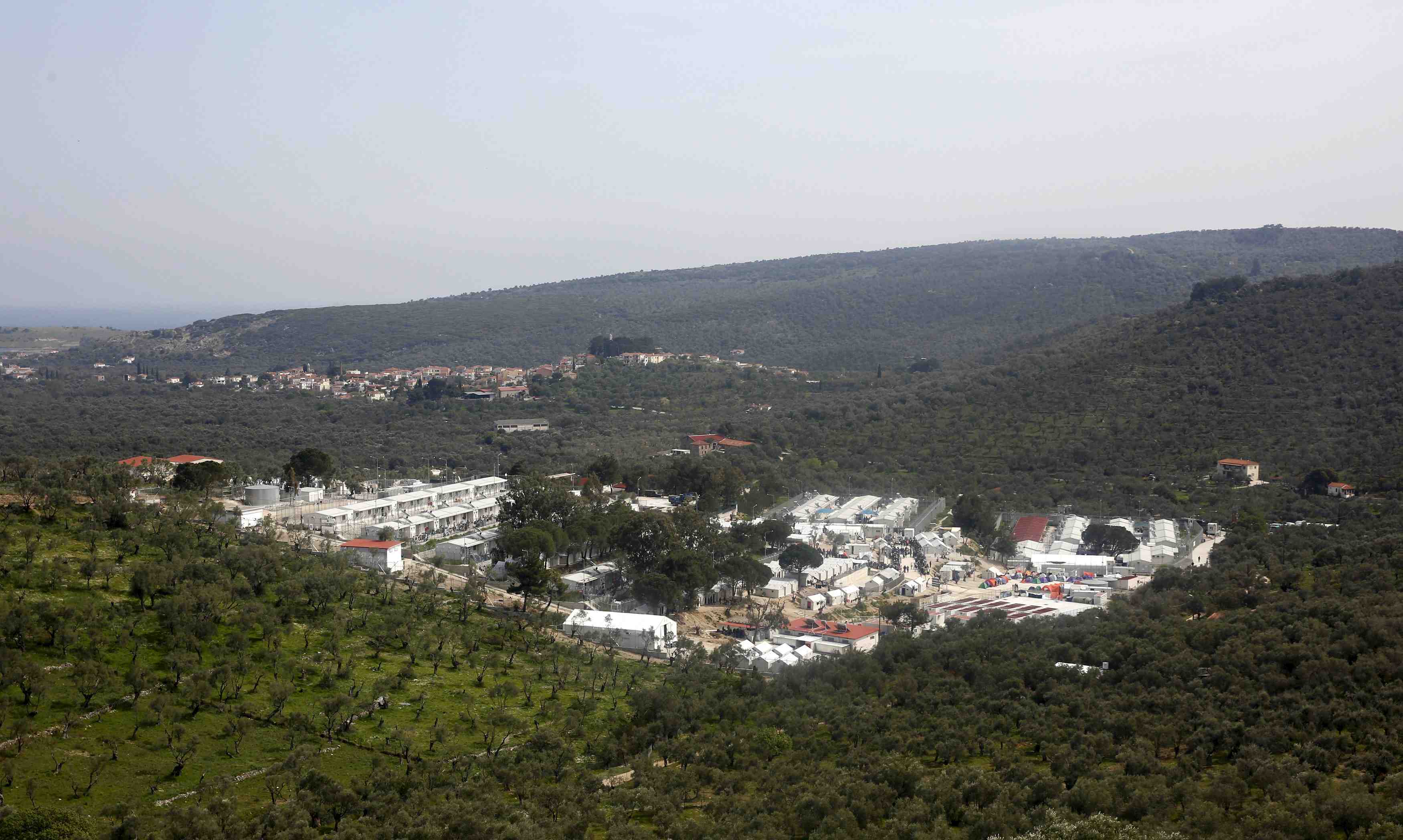 A view of the moria registration centre for refugees and migrants on the greek island of lesbos