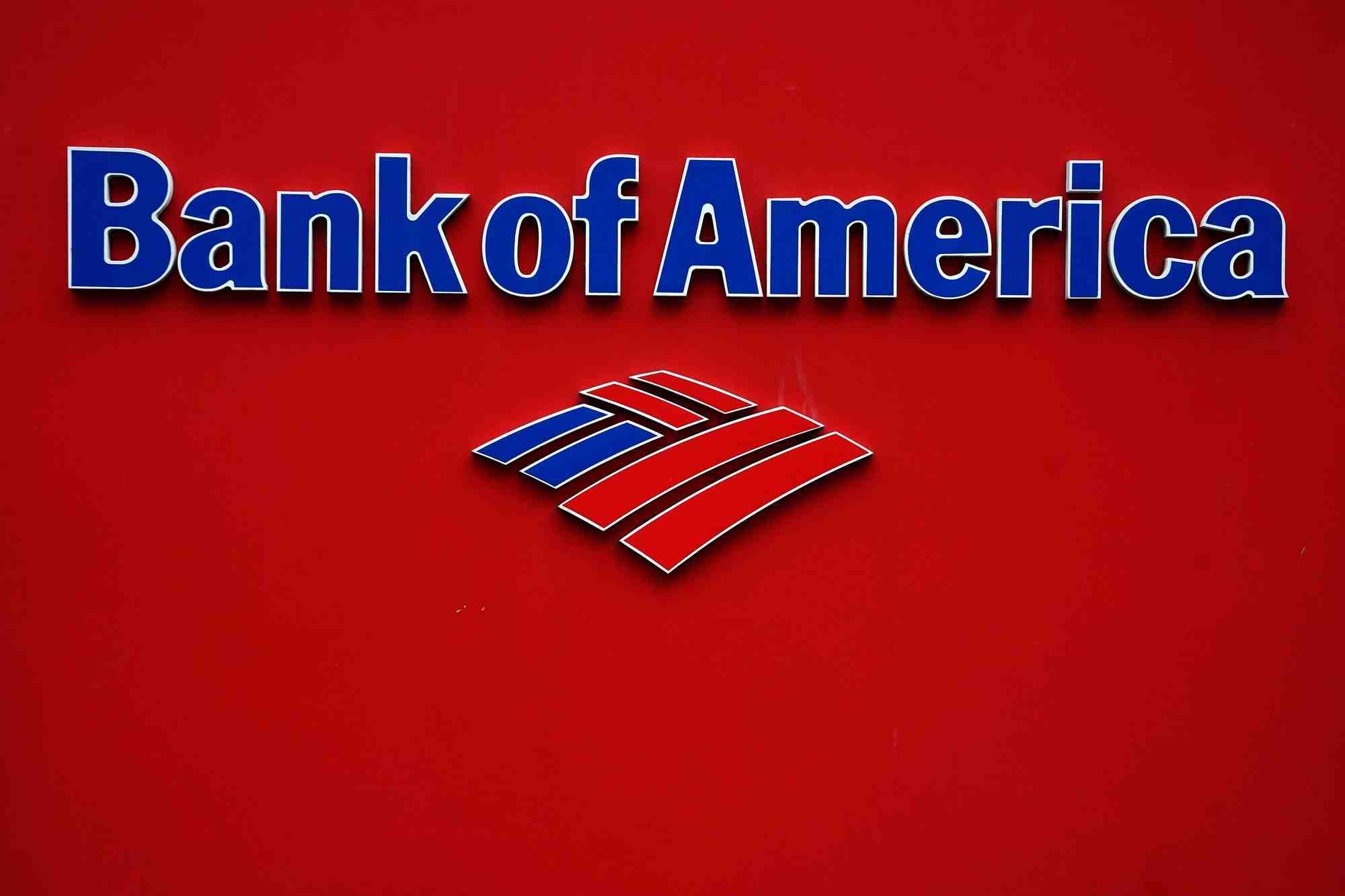 Le logode bank of america (bofa) dans le quartier de manhattan a new york, aux etats-unis