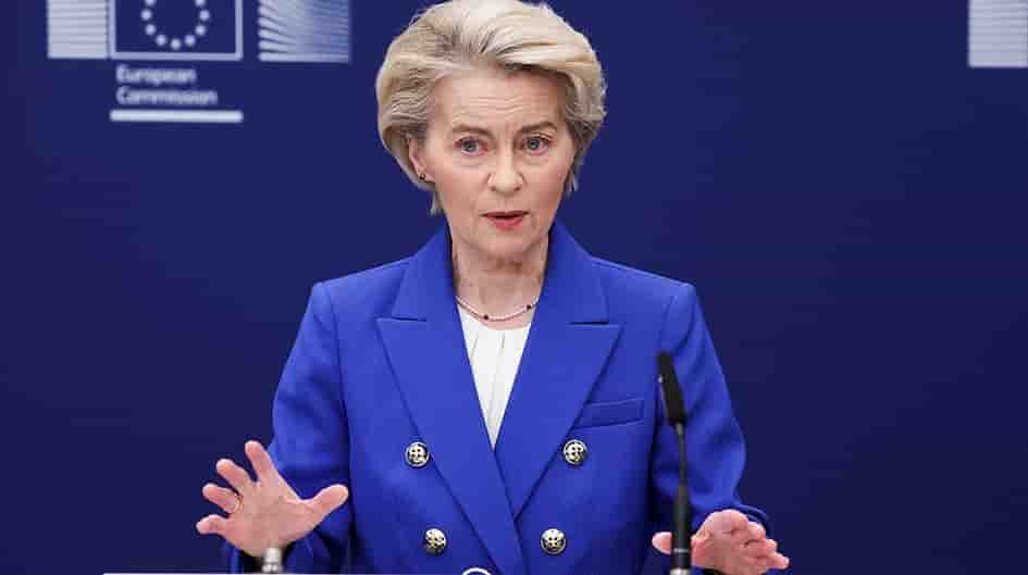 Ursula Von der Leyen, présidente de la Commission européenne, prépare la riposte aux taxes douanières mises en place par Donald Trump.