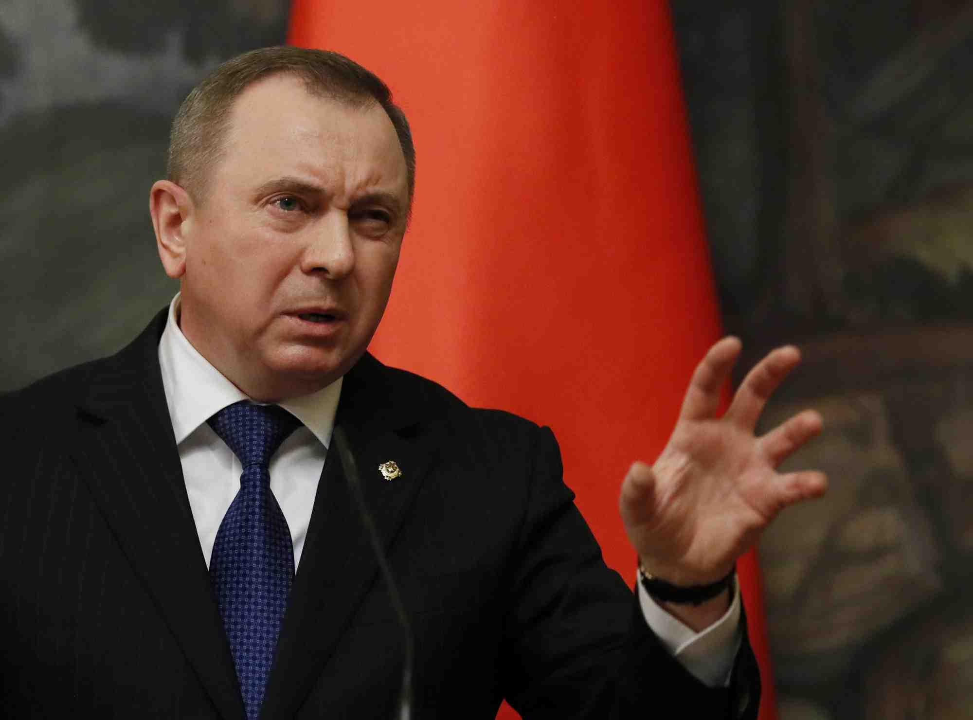 Vladimir makei, lors d'une conference de presse a moscou, en russie
