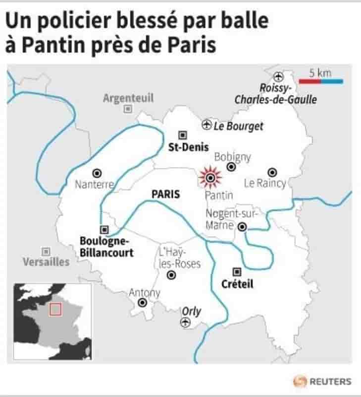 Un policier blesse par balle a pantin pres de paris