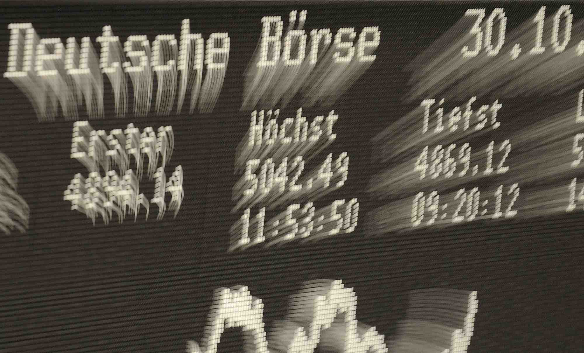 Le tableau de l'indice dax, a la bourse de francfort