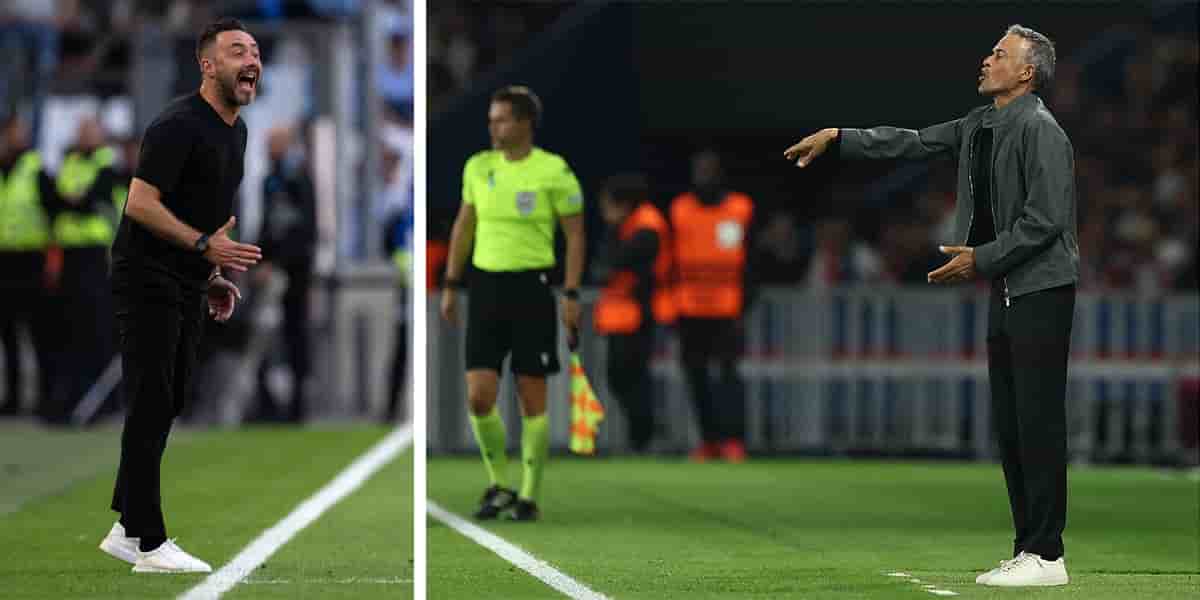 Roberto De Zerbi (à gauche) et Luis Enrique volent la vedette aux athlètes.