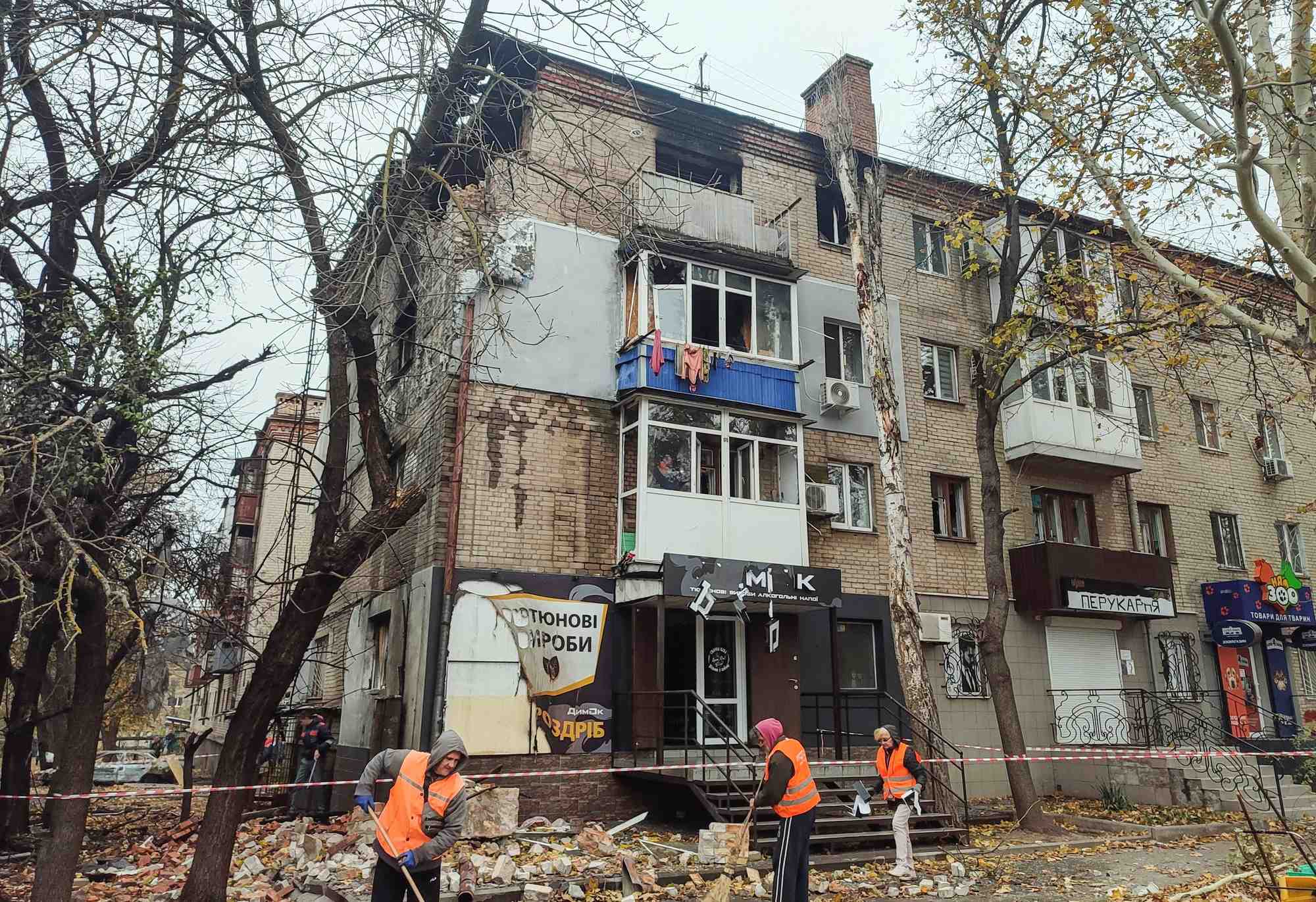 Le site d'une attaque de drone russe a mykolaiv