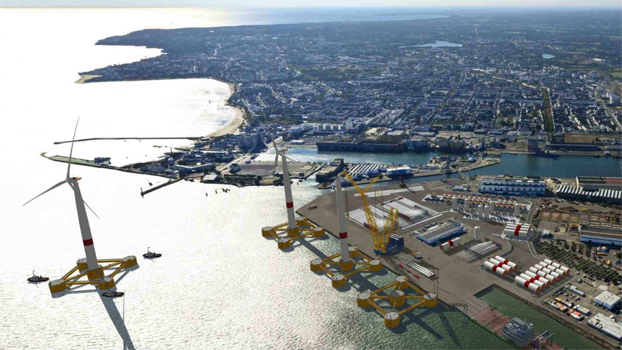 Une esquisse de ce à quoi ressemblera le projet Éole, un long linéaire de quai sur le port de Saint-Nazaire.