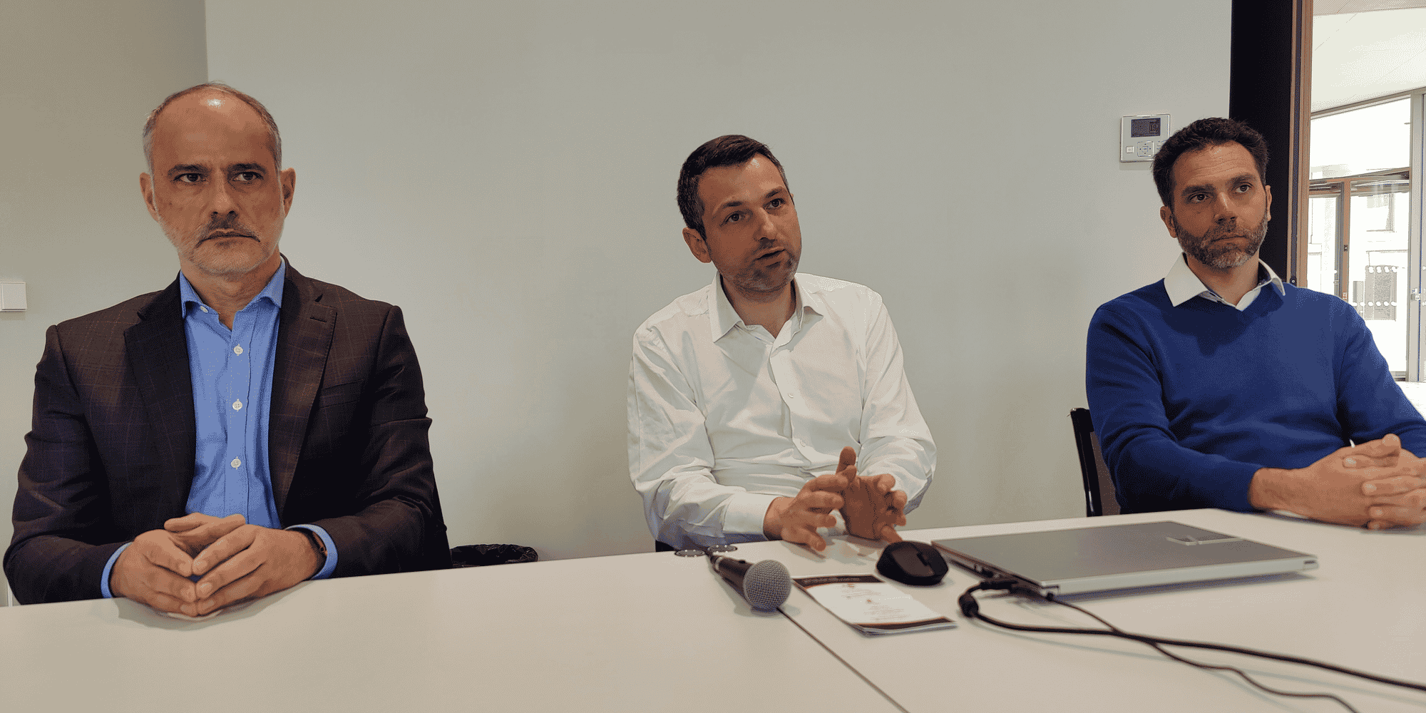 François Perrin, président du Medef de Nouvelle-Aquitaine, Fabrice Le Saché, vice-président du Medef en charge de l'Europe, et Mathias Saura, président du Medef Gironde.