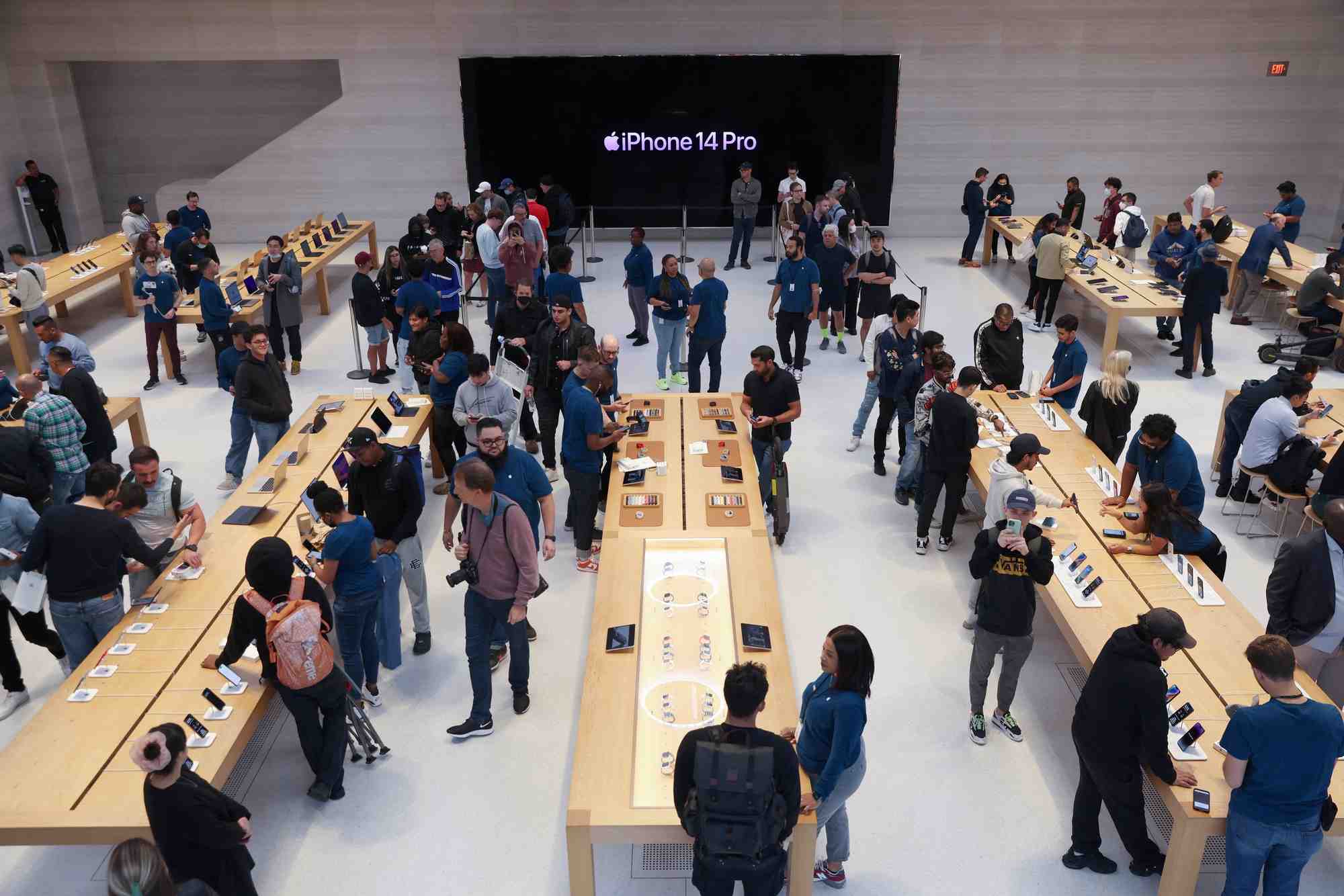 Un magasin d'apple a manhattan, new york