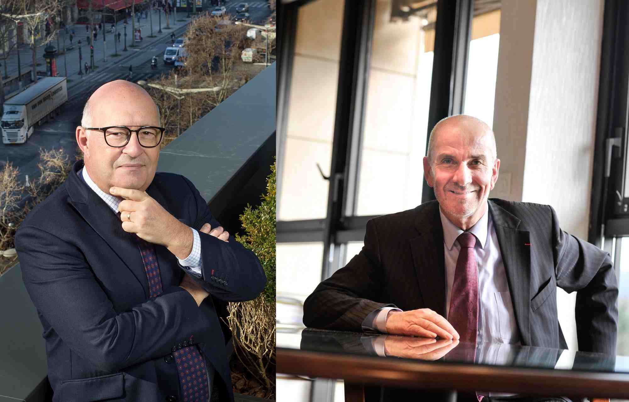 Bernard Sala, président de Routes de France, et Yves Krattinger, président du conseil départemental de Haute-Saône et président de l'Institut des routes, des rues et des infrastructures pour la mobilité (Iddrim).