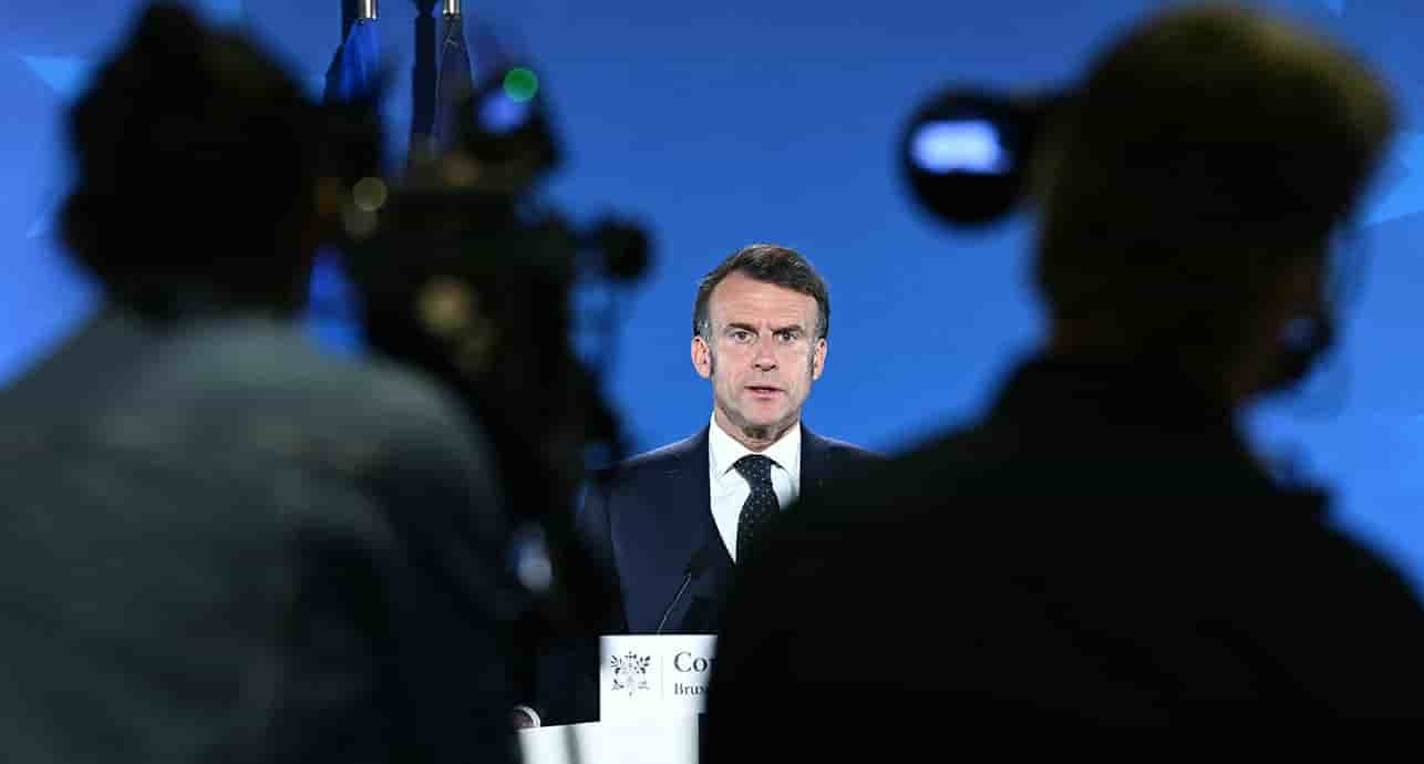 Emmanuel Macron, lors d'une conférence de presse, le 26 juin 2025.