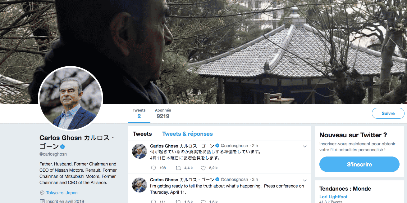 Ghosn, Twitter,