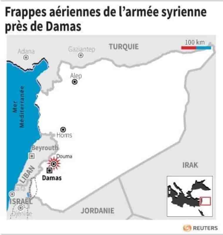 Frappes aeriennes de l’armee syrienne pres de damas