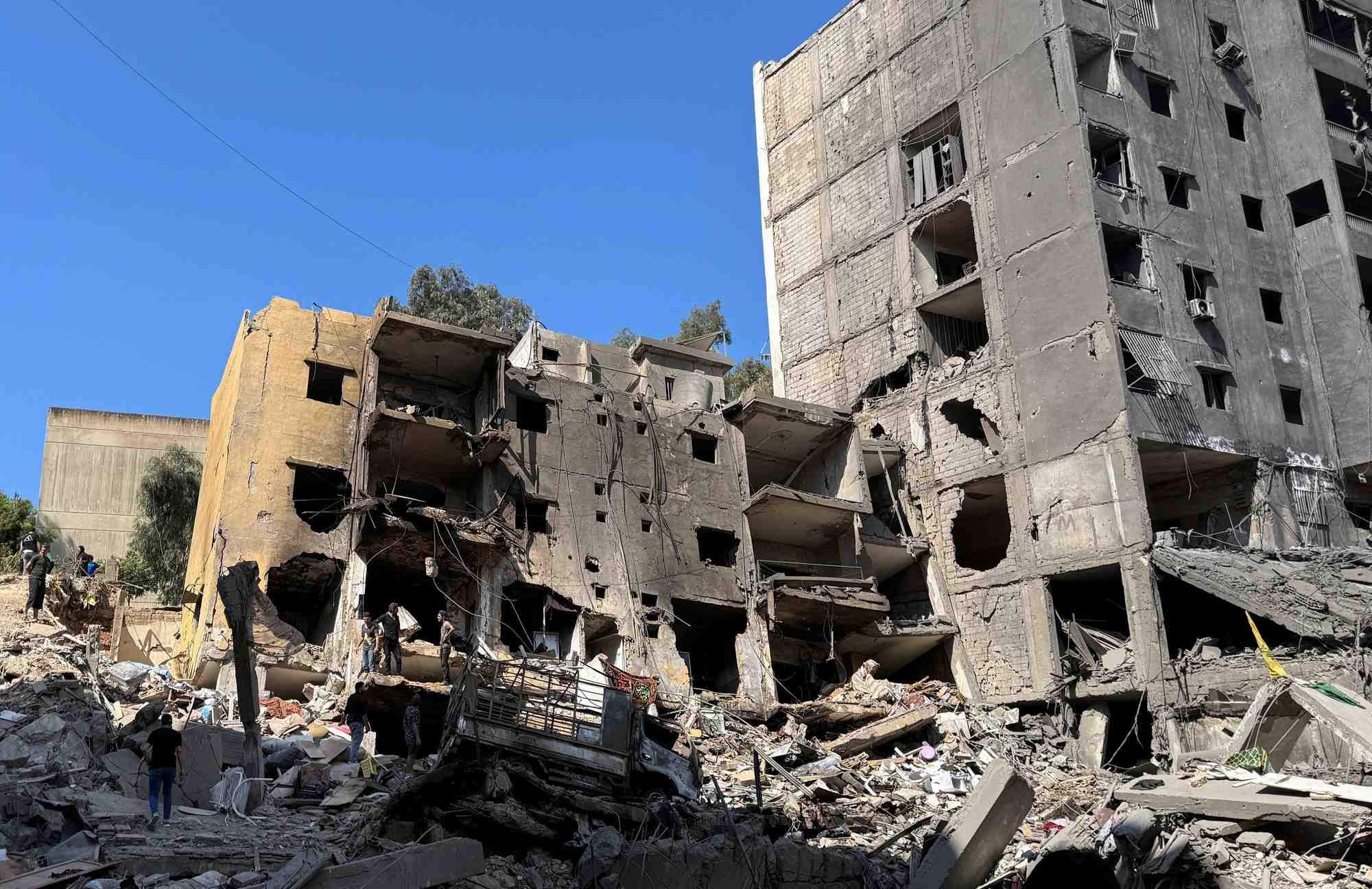 Site of the israeli air strike that killed lebanon's hezbollah leader nasrallah on friday, in beirut's southern suburbs
