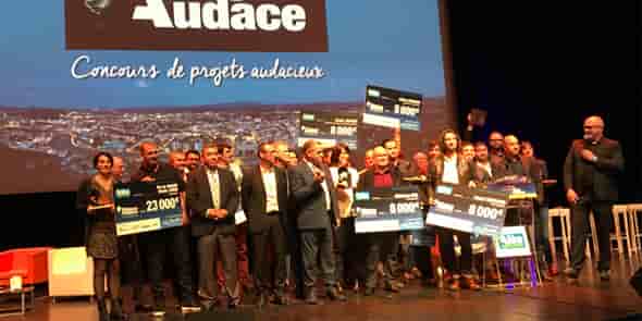 Final du concours Alès Audace, avec l'ensemble des lauréats et partenaires