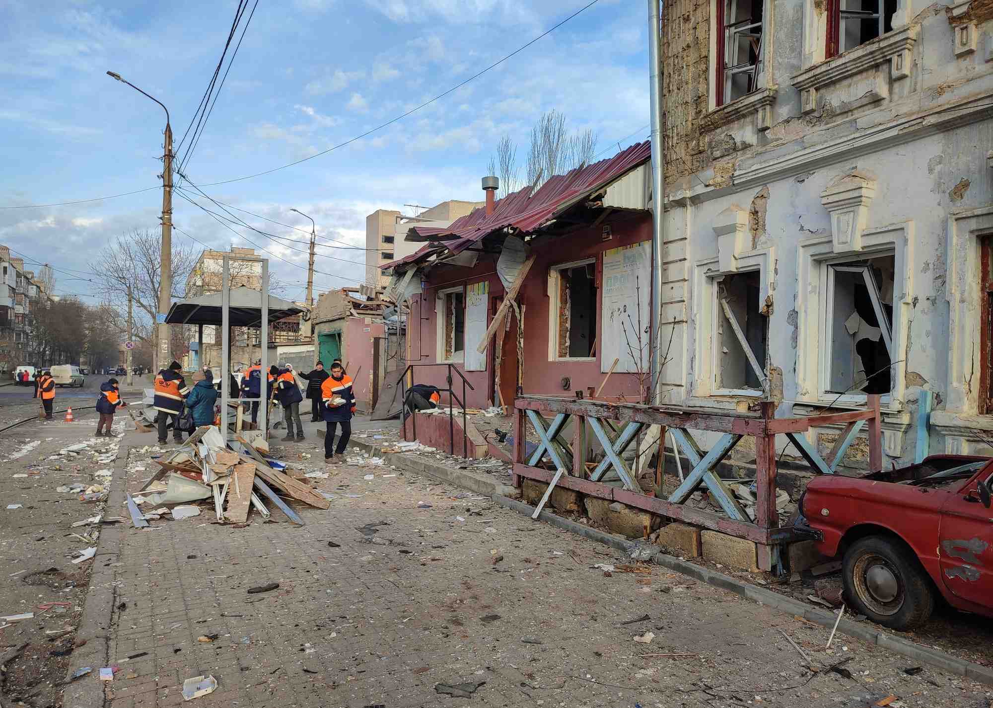 Apres une attaque de drone russe a mykolaiv