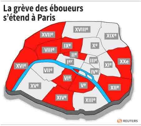 La greve des eboueurs s’etend a paris
