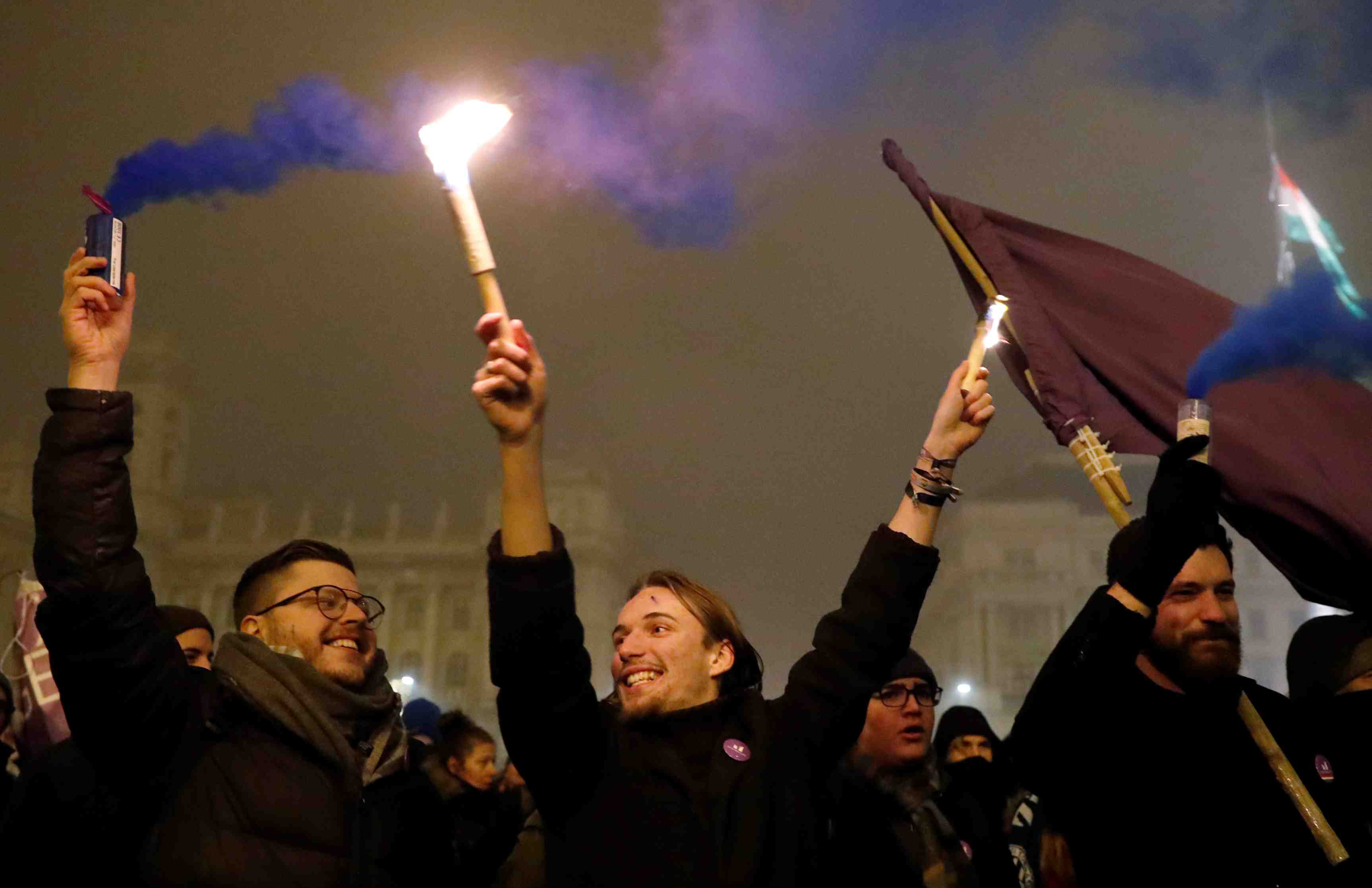 Manifestation a budapest contre la reforme du code du travail