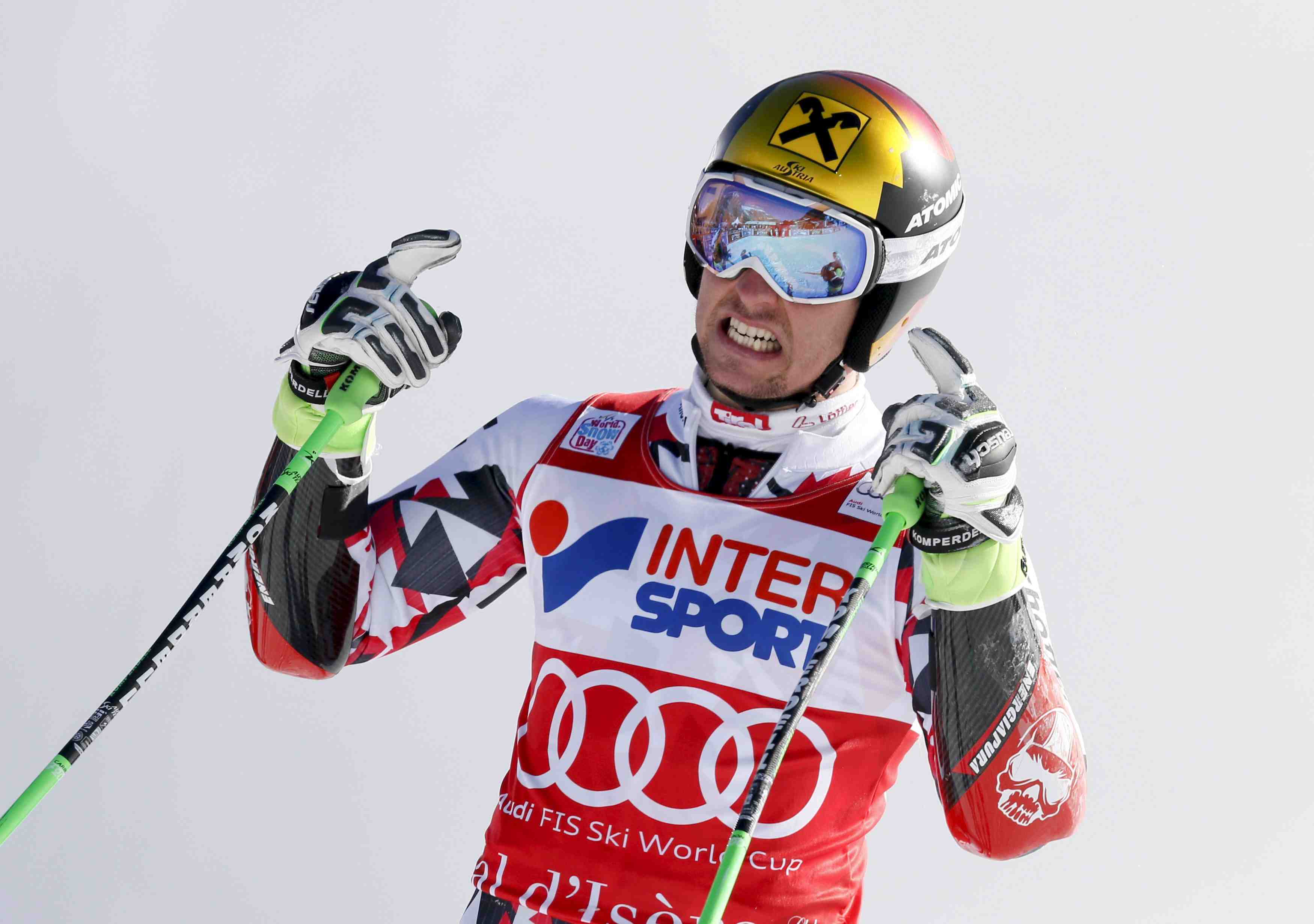 Hirscher s'impose a val-d'isere, muffat-jeandet sur le podium
