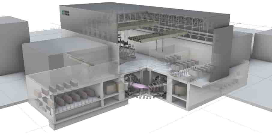 Perspective du bâtiment du stellarateur de Gauss GIGA, la future centrale de Gauss Fusion.