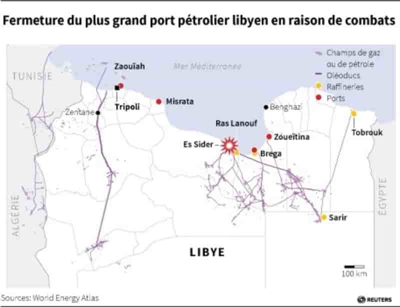 Le plus grand port pétrolier de Libye fermé à cause de combats