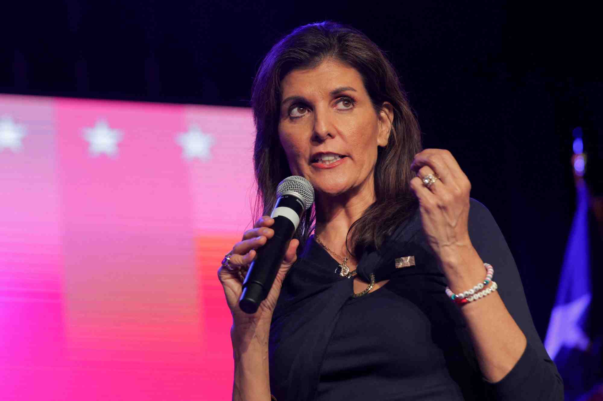Nikki haley, candidate republicaine a l'election presidentielle lors d'un evenement de campagne a fort worth