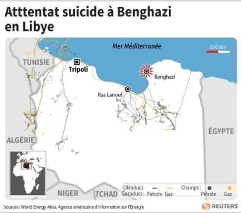 Atttentat suicide a benghazi en libye