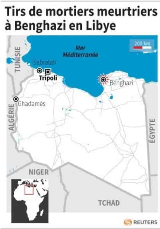 Tirs de mortiers meurtriers a benghazi en libye