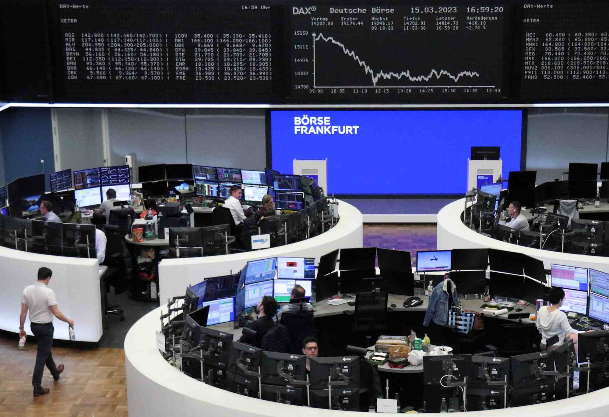 Photo du graphique dax de l’indice boursier allemand a la bourse de francfort