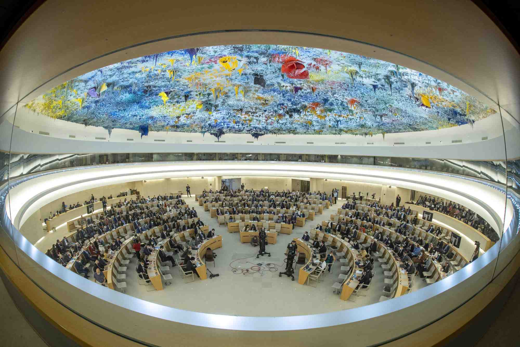 Vue generale de la salle de l'alliance des civilisations qui abrite le conseil des droits de l'homme